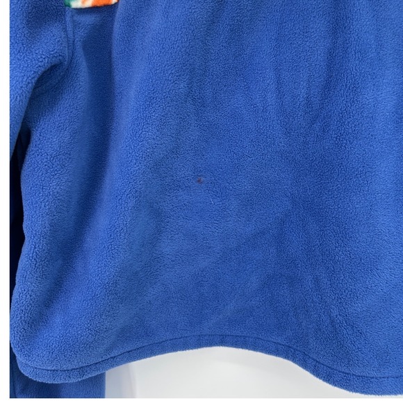 Upcycled Handmade Fruit Vegetable Fleece Zip Up Jacket Blue Crop Floral Print M - Picture 6 of 6